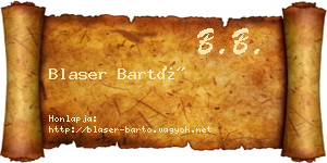 Blaser Bartó névjegykártya
